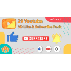 29 دکمه سه بعدی لایک، سابسکرایب و زنگوله یوتیوب برای کمتازیا، پریمیر و دیگر برنامه‌های تدوین