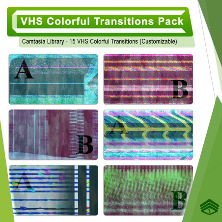 15 کتابخانه آماده ترانزیشن با موضوع نویزهای رنگی دستگاه پخش VHS