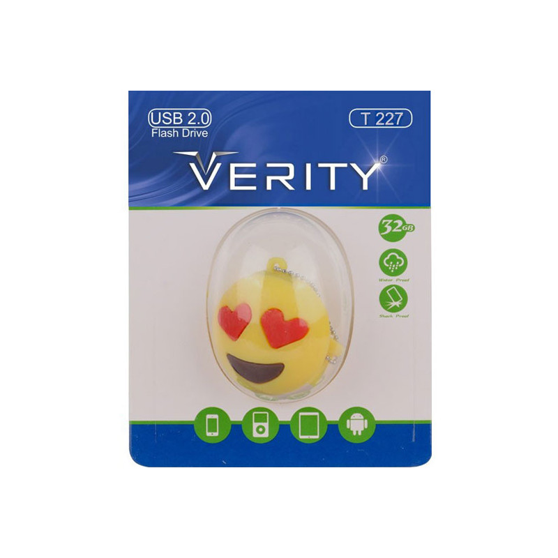 فلش مموری عروسکی وریتی مدل T227 طرح ایموجی چشم قلبی ظرفیت 32 گیگابایت